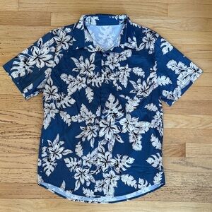 Men's Blue Floral Short Sleeve Shirt